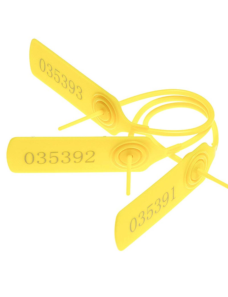 XF-Vel Pull-tite Security Seal Tamper Resistant Tags Plastic Padlock Sign Ties Numbered (Yellow, 100pcs) - Image 1